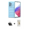 MARSİLYAN™- Galaxy A53 5G Kılıf Atlas Koleksiyonu - Siyah Mat Seramik Nano Ekran Koruyucu + Kamera Lens Koruma Cam - SF