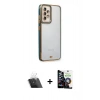 MARSİLYAN™- Galaxy A53 5G Kılıf Çekirdek Klasik Serisi - Şeffaf Temperli Cam Ekran Koruyucu + Şeffaf Kamera Lens Koruma Cam