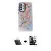 MARSİLYAN™- Galaxy A53 5G Kılıf Siluet Çizgi Koleksiyonu - Şeffaf Temperli Cam Ekran Koruyucu + Kamera Lens Koruma Cam - SF