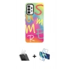 MARSİLYAN™- Galaxy A53 5G Kılıf Siluet Çizgi Koleksiyonu - Siyah 3D Antistatik Cam Ekran Koruyucu + Kamera Lens Koruma Cam - SF