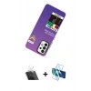 MARSİLYAN™- Galaxy A53 5G Kılıf Siluet Çizgi Koleksiyonu - Siyah 3D Antistatik Cam Ekran Koruyucu + Kamera Lens Koruma Cam - SF