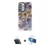 MARSİLYAN™- Galaxy A53 5G Kılıf Siluet Çizgi Koleksiyonu - Siyah 3D Antistatik Cam Ekran Koruyucu + Kamera Lens Koruma Cam - SF