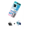 MARSİLYAN™- Galaxy A53 5G Kılıf Siluet Çizgi Koleksiyonu - Siyah 3D Antistatik Cam Ekran Koruyucu + Kamera Lens Koruma Cam - SF