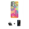 MARSİLYAN™- Galaxy A53 5G Kılıf Siluet Çizgi Koleksiyonu - Siyah 3D Antistatik Hayalet Cam Ekran Koruyucu + Kamera Lens Koruma Cam - SF
