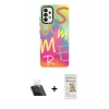 MARSİLYAN™- Galaxy A53 5G Kılıf Siluet Çizgi Koleksiyonu - Siyah Mat Seramik Nano Ekran Koruyucu + Kamera Lens Koruma Cam - SF