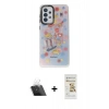 MARSİLYAN™- Galaxy A53 5G Kılıf Siluet Çizgi Koleksiyonu - Siyah Mat Seramik Nano Ekran Koruyucu + Kamera Lens Koruma Cam - SF