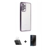 MARSİLYAN™- Galaxy A53 5G Kılıf Vadi Minimal - Siyah 3D Antistatik Hayalet Cam Ekran Koruyucu + Kamera Lens Koruma Cam - SF
