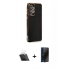 MARSİLYAN™- Galaxy A53 5G Kılıf Yankı Serisi - Siyah 3D Antistatik Hayalet Cam Ekran Koruyucu + Kamera Lens Koruma Cam - SF