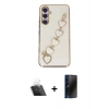 MARSİLYAN™- Galaxy A54 5G Kılıf Nova Işık Prime - Siyah 3D Antistatik Hayalet Cam Ekran Koruyucu + Kamera Lens Koruma Cam - SF