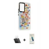 MARSİLYAN™- Galaxy A54 5G Kılıf Siluet Çizgi Koleksiyonu - Şeffaf Pasifik Cam Ekran Koruyucu + Kamera Lens Koruma Cam - SF