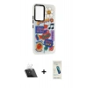 MARSİLYAN™- Galaxy A54 5G Kılıf Siluet Çizgi Koleksiyonu - Şeffaf Pasifik Cam Ekran Koruyucu + Kamera Lens Koruma Cam - SF