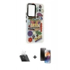 MARSİLYAN™- Galaxy A54 5G Kılıf Siluet Çizgi Koleksiyonu - Siyah 3D Antistatik Mat Seramik Nano Ekran Koruyucu + Kamera Lens Koruma Cam - SF
