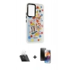 MARSİLYAN™- Galaxy A54 5G Kılıf Siluet Çizgi Koleksiyonu - Siyah 3D Antistatik Mat Seramik Nano Ekran Koruyucu + Kamera Lens Koruma Cam - SF