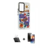 MARSİLYAN™- Galaxy A54 5G Kılıf Siluet Çizgi Koleksiyonu - Siyah 3D Antistatik Mat Seramik Nano Ekran Koruyucu + Kamera Lens Koruma Cam - SF