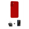 MARSİLYAN™- Galaxy A55 5G Kılıf Ahenk Serisi - Siyah 3D Antistatik Hayalet Cam Ekran Koruyucu + Kamera Lens Koruma Cam - SF