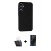 MARSİLYAN™- Galaxy A55 5G Kılıf Ahenk Serisi - Siyah 3D Antistatik Hayalet Cam Ekran Koruyucu + Kamera Lens Koruma Cam - SF