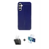 MARSİLYAN™- Galaxy A55 5G Kılıf Doruk Klasik Özel Seri - Siyah 3D Antistatik Seramik Nano Ekran Koruyucu + Kamera Lens Koruma Cam - SF