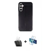 MARSİLYAN™- Galaxy A55 5G Kılıf Doruk Klasik Özel Seri - Siyah 3D Antistatik Seramik Nano Ekran Koruyucu + Kamera Lens Koruma Cam - SF