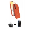 MARSİLYAN™- Galaxy A55 5G Kılıf İz Işık Koleksiyonu - Siyah 3D Antistatik Hayalet Cam Ekran Koruyucu + Kamera Lens Koruma Cam - SF