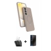 MARSİLYAN™- Galaxy A55 5G Kılıf İz Işık Koleksiyonu - Siyah 3D Antistatik Hayalet Cam Ekran Koruyucu + Kamera Lens Koruma Cam - SF