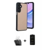 MARSİLYAN™- Galaxy A55 5G Kılıf Kıvılcım Işık Serisi - Siyah 6D Antistatik Mat Seramik Hayalet Nano Ekran Koruyucu + Kamera Lens Koruma Cam - SF