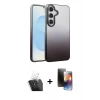 MARSİLYAN™- Galaxy A55 5G Kılıf Kıvılcım Minimal Özel Seri - Siyah 3D Antistatik Mat Seramik Nano Ekran Koruyucu + Şeffaf Kamera Lens Koruma Cam