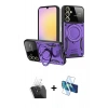 MARSİLYAN™- Galaxy A55 5G Kılıf Kıvılcım Modern Serisi - Siyah 3D Antistatik Seramik Nano Ekran Koruyucu + Kamera Lens Koruma Cam - SF