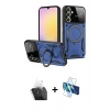 MARSİLYAN™- Galaxy A55 5G Kılıf Kıvılcım Modern Serisi - Siyah 3D Antistatik Seramik Nano Ekran Koruyucu + Kamera Lens Koruma Cam - SF