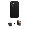 MARSİLYAN™- Galaxy A55 5G Kılıf Kozmos Yansıma Özel Seri - Siyah 3D Antistatik Mat Seramik Nano Ekran Koruyucu + Kamera Lens Koruma Cam - SF