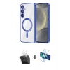 MARSİLYAN™- Galaxy A55 5G Kılıf Nova Işık Özel Seri - Siyah 3D Antistatik Seramik Nano Ekran Koruyucu + Kamera Lens Koruma Cam - SF