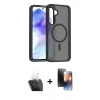 MARSİLYAN™- Galaxy A55 5G Kılıf Siluet Minimal Prime - Siyah 3D Antistatik Mat Seramik Nano Ekran Koruyucu + Kamera Lens Koruma Cam - SF