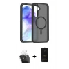 MARSİLYAN™- Galaxy A55 5G Kılıf Siluet Minimal Prime - Siyah 6D Antistatik Mat Seramik Hayalet Nano Ekran Koruyucu + Kamera Lens Koruma Cam - SF