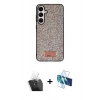 MARSİLYAN™- Galaxy A55 5G Kılıf Vadi Klasik Serisi - Siyah 3D Antistatik Cam Ekran Koruyucu + Kamera Lens Koruma Cam - SF
