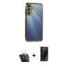 MARSİLYAN™- Galaxy A55 5G Kılıf Vadi Minimal - Siyah 3D Antistatik Hayalet Cam Ekran Koruyucu + Kamera Lens Koruma Cam - SF