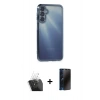 MARSİLYAN™- Galaxy A55 5G Kılıf Vadi Minimal - Siyah 3D Antistatik Hayalet Cam Ekran Koruyucu + Kamera Lens Koruma Cam - SF