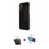 MARSİLYAN™- Galaxy A55 5G Kılıf Yankı Serisi - Siyah 3D Antistatik Cam Ekran Koruyucu + Kamera Lens Koruma Cam - SF