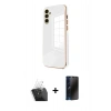 MARSİLYAN™- Galaxy A55 5G Kılıf Yankı Serisi - Siyah 3D Antistatik Hayalet Cam Ekran Koruyucu + Kamera Lens Koruma Cam - SF