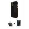 MARSİLYAN™- Galaxy A55 5G Kılıf Yankı Serisi - Siyah 3D Antistatik Hayalet Cam Ekran Koruyucu + Kamera Lens Koruma Cam - SF