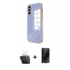 MARSİLYAN™- Galaxy A55 5G Kılıf Yankı Serisi - Siyah 3D Antistatik Hayalet Cam Ekran Koruyucu + Kamera Lens Koruma Cam - SF