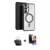 MARSİLYAN™- Galaxy A55 5G Kılıf Zirve Doku Prime - Siyah 3D Antistatik Mat Seramik Nano Ekran Koruyucu + Kamera Lens Koruma Cam - SF