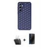 MARSİLYAN™- Galaxy A55 5G Kılıf Zirve Form - Siyah 3D Antistatik Hayalet Cam Ekran Koruyucu + Kamera Lens Koruma Cam - SF
