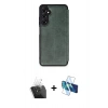 MARSİLYAN™- Galaxy A55 5G Kılıf Zirve Yansıma Serisi - Siyah 3D Antistatik Cam Ekran Koruyucu + Kamera Lens Koruma Cam - SF