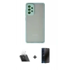 MARSİLYAN™- Galaxy A72 Kılıf Ahenk Çizgi Serisi - Siyah 3D Antistatik Hayalet Cam Ekran Koruyucu + Kamera Lens Koruma Cam - SF