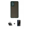 MARSİLYAN™- Galaxy A72 Kılıf Ahenk Çizgi Serisi - Siyah 3D Antistatik Hayalet Cam Ekran Koruyucu + Kamera Lens Koruma Cam - SF