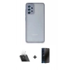 MARSİLYAN™- Galaxy A72 Kılıf Ahenk Çizgi Serisi - Siyah 3D Antistatik Hayalet Cam Ekran Koruyucu + Kamera Lens Koruma Cam - SF