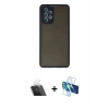 MARSİLYAN™- Galaxy A72 Kılıf Ahenk Çizgi Serisi - Siyah 3D Antistatik Seramik Nano Ekran Koruyucu + Kamera Lens Koruma Cam - SF