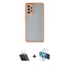 MARSİLYAN™- Galaxy A72 Kılıf Ahenk Çizgi Serisi - Siyah 3D Antistatik Seramik Nano Ekran Koruyucu + Kamera Lens Koruma Cam - SF