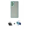 MARSİLYAN™- Galaxy A72 Kılıf Ahenk Çizgi Serisi - Siyah 3D Antistatik Seramik Nano Ekran Koruyucu + Kamera Lens Koruma Cam - SF