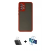 MARSİLYAN™- Galaxy A72 Kılıf Ahenk Çizgi Serisi - Siyah 3D Antistatik Seramik Nano Ekran Koruyucu + Kamera Lens Koruma Cam - SF