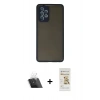MARSİLYAN™- Galaxy A72 Kılıf Ahenk Çizgi Serisi - Siyah Mat Seramik Nano Ekran Koruyucu + Kamera Lens Koruma Cam - SF